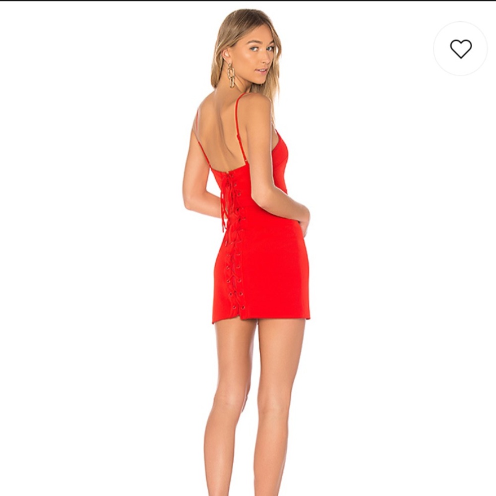 NBD Gracey Red lace up back mini dress - on Revolve